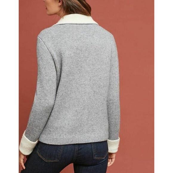 Anthropologie Womens Moto Alpaca Wool Cardigan Sz XL Gray Cabincore Luxe Lounge - Picture 14 of 14